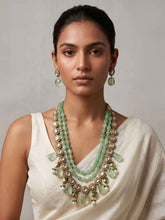 Designer Layered Beaded Green Uncut Kundan Polki Necklace Set | Wedding & Festive Wear