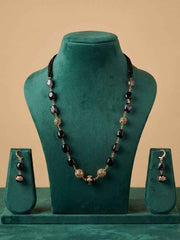 Elegant Single Layer Black Beads Necklace Set For Women | Ethnic And Traditional Wear