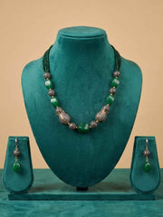 Designer Handcrafted Green Jade Beads NecklaceSet | Green Beads Mala