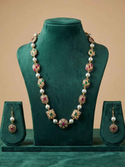 Traditional Handcrafted Jaipuri Jadau Multicolor Beaded Necklace Set For Women