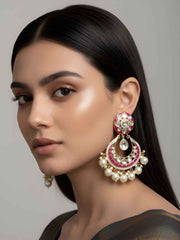 Exquisite Polki Kundan Chandbali Earrings For Women - Ethnic & Traditional Earrings