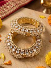Traditional Gold Plated Jadau Pacheli Bangles For Women - Wedding & Festive Wear Kundan Bangles