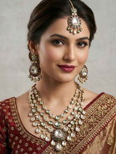 Designer Kundan Wedding Jewelry Set With Green Enamel | Traditional Bridal Jewellery Set Wiith Tikka