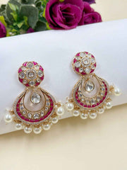 Exquisite Polki Kundan Chandbali Earrings For Women - Ethnic & Traditional Earrings
