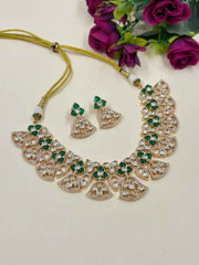 Designer Gold Plated Kundan Polki Necklace Set For Weddings