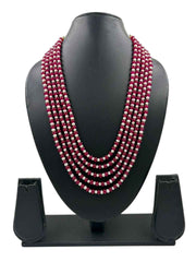 Handcrafted Red Jade and Freshwater Natural Pearls Multi-Layered Beaded Necklace For Women