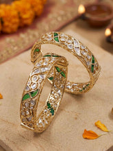 Gold Palted Uncut Polki Kundan Kada Bangles | Wedding And Festive Wear Indian Bangles