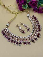 Elegant Gold Plated Polki Kundan Necklace Set For Weddings And Parties