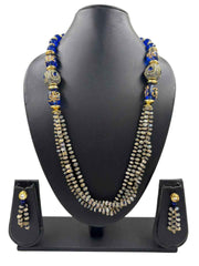 Designer Blue Jade & Natural Labradorite Gemstone Beaded Necklace Set For Women