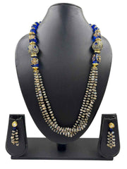 Designer Blue Jade & Natural Labradorite Gemstone Beaded Necklace Set For Women