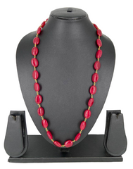 Traditional Semi Precious Single Strand Red Jade Beaded Necklace