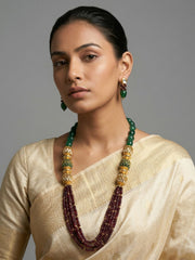 Handcrafted Gemstone Garnet Beaded Necklace Set For Women - Beaded Jewellery