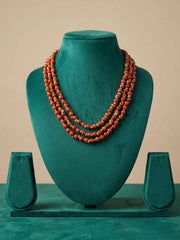 Elegant Layered Natural Carnelian Beads Necklace For Women - Orange Beads Necklace