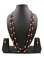 Designer Freshwater Pearls And Hydro Pink Tourmaline Beaded Necklace Set - Unisex Wedding