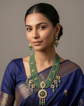 Traditional Green Stone Beaded Kundan Necklace Set for Women | Wedding & Festive Jewellery