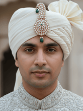 Green Royal Kundan Polki Kalangi for Groom | Traditional Wedding Safa Brooch