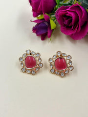 Radhika Kundan Polki Stud Earrings For Ladies By Gehna Shop