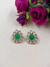 Lightweight Kundan Polki Stud Earrings For Ladies