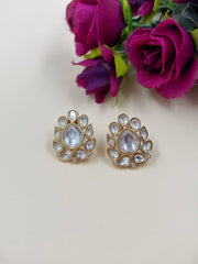 Lightweight Kundan Polki Stud Earrings For Ladies