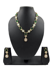 Designer Modern Look green Kundan Polki Party Wear Necklace Set
