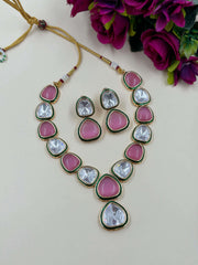Luxurious Party Wear Big Polki Stone Jewellery Necklace Set By Gehna Shop