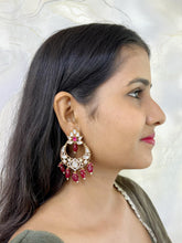 Designer Lightweight Maroon Uncut Polki Chandbali Earrings For Ladies