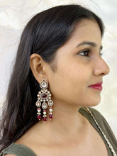 Nayani Lightweight Long Red Kundan Polki Dangler Earrings For Women