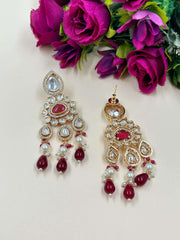 Nayani Lightweight Long Kundan Polki Dangler Earrings For Women
