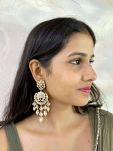 Lightweight Long Kundan Polki Chandbali Earrings For Weddings