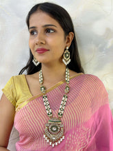 Devyani Long Antique Victorian Polki Necklace Set | Green Antique Wedding Jewellery Set