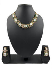 Rose Gold Finish Wedding Polki Kundan Necklace Set, Indian Necklace Set, Bridal Necklace Set, Modern Jewelry, Designer Jewelry, Choker Set