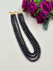 Fresh Water Triple Layer Black Pearls Beads Necklace online