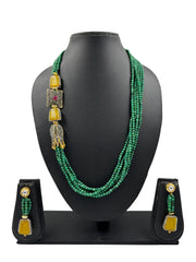 Multilayered Semi Precious Melachite Green Beaded Jewellery Necklace Set online