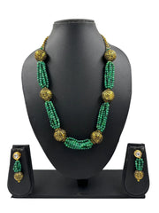 Fancy Multilayered Green Melachite Beaded Jewellery Necklace Set online