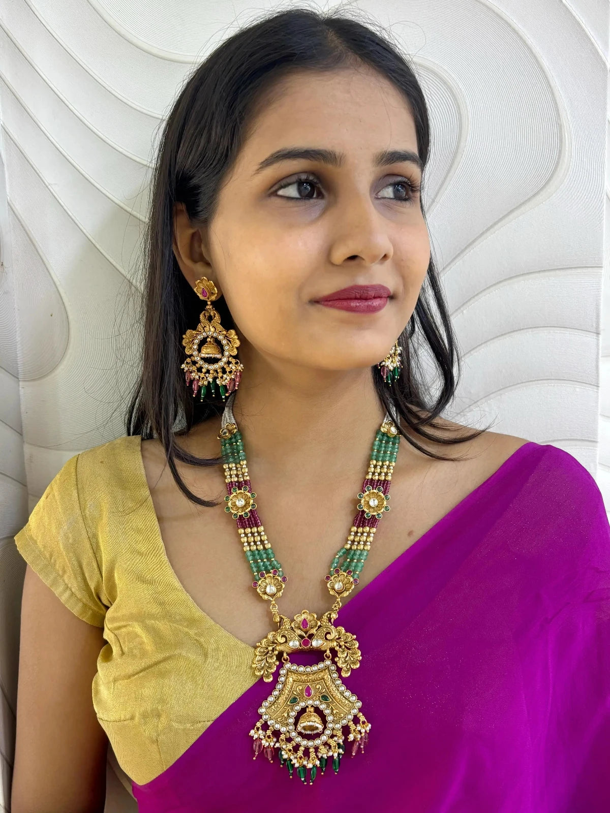 Buy Traditional Long Women s Antique Pendant Necklace Set For Women