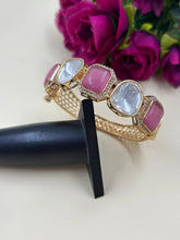 Designer Party Wear Baby Pink Women Polki Bracelet