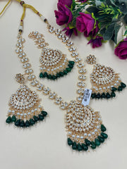 Elegant Rose Gold Finish Long Kundan Necklace Set For Weddings By Gehna Shop