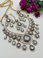 Exquisite Polki Kundan Bridal Necklace Set With Green Enamel | Traditional Indian Wedding Jewelry