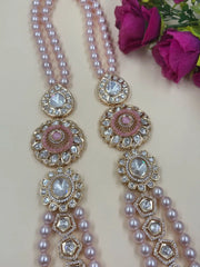 Designer Unisex Rose Gold Pearl Necklace With Kundan Brooch – Perfect for Sherwanis And Traditional Wear