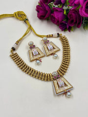 Artificial Gold Plated Short Antique Gold Necklace Set | Traditional Indian Jewelry For Women