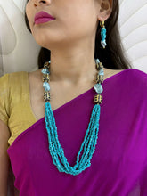 Semi Precious Gemstone Turquoise Beaded Jewelry Set - Blue Beads Necklace Set For Women