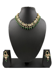 Stylish Kundan Necklace Set With Pearls - Traditional Indian Kundan Jewelry Set