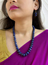 Semi Precious Faceted Lapis Lazuli Rondelle Shape Beaded Necklace - Blue Beads Necklace For Women