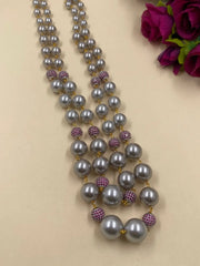 Elegant Long Layered Shell Pearls Beaded Necklace - Designer Pearl Necklace For Women