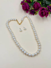 Natural Single Line Freshwater Real Pearl Beaded Necklace Set - Elegant Pearl Necklace Set