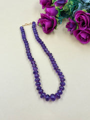 Semi Precious Rondelle Shape Natural Gemstone Amethyst Beaded Necklace For Women