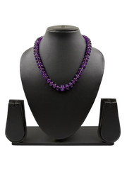 Semi Precious Rondelle Shape Natural Gemstone Amethyst Beaded Necklace For Women