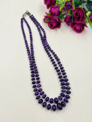 Semi Precious Rondelle Shape Natural Amethyst Beaded Necklace - Elegant Purple Beads Necklace For Women