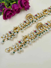 Gold Plated Jadau Doli Barat Dulhan Payal - Elegant Bridal Kundan Anklets For Weddings