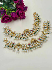 Gold Plated Jadau Doli Barat Dulhan Payal - Elegant Bridal Kundan Anklets For Weddings